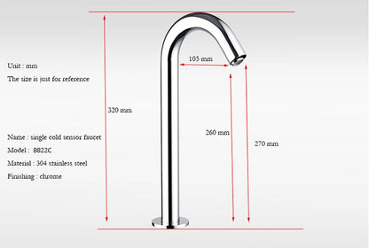 Juno Stainless Steel Infrared Automatic Chrome Finish Sensor Faucet 