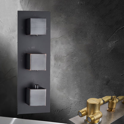 Juno Black Finish Wall Mounted LED Waterfall Black Shower Head with Handheld Shower and Tub Spout