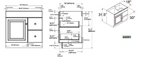 Juno White Semi-Gloss Vanity Cabinet With 1-Door and 2-Drawers Without The Top Sink