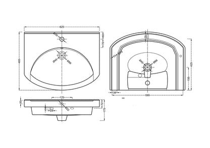 Juno 24 inch Wide All Wood Modern Walnut Finish Vanity With Vitreous Top 2 Doors and 1 Slow Close Arch Drawer