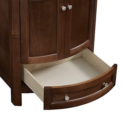 Juno 24 inch Wide All Wood Modern Walnut Finish Vanity With Vitreous Top 2 Doors and 1 Slow Close Arch Drawer