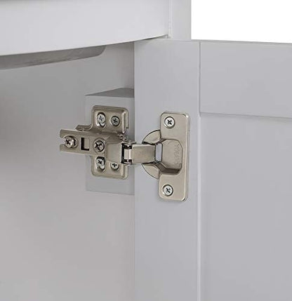 Juno 24 inch Wide All Wood Modern White Vanity With Vitreous Top 2 Doors and 1 Slow Close Arch Drawer