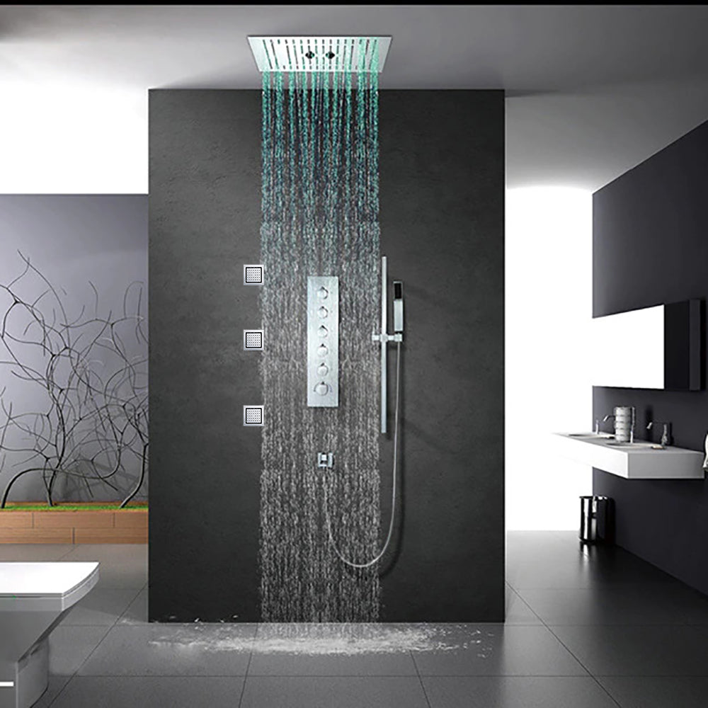 Juno Modern Design Luxury Hotel Spa Shower Head with LED lighted Rain Shower & Mist