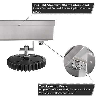 Juno 24 Inch Rectangular Grate Linear Drain for Shower In Brushed Nickel With Threaded Adapter
