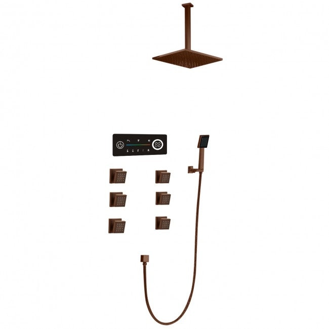 Thermostatic Ceiling Mount Large Shower Head In-wall Shower Faucet 