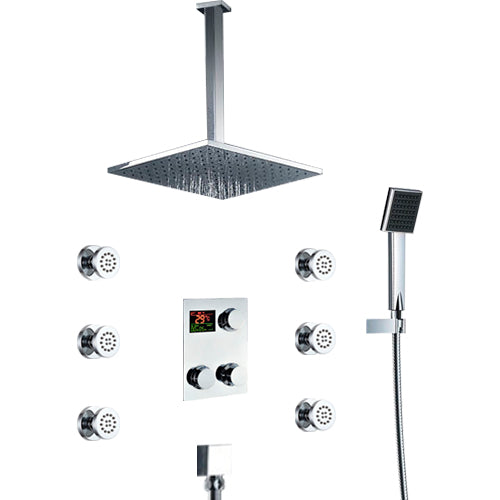 Thermostatic Ceiling Mount Large Shower Head In-wall Shower Faucet 
