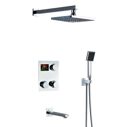 Juno Digital Display Chrome Finish Rain Shower Head Set with Handheld Shower