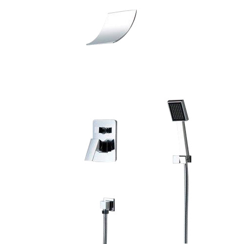 Wall Mount Waterfall Chrome Finish Shower Faucet with Hand Held Shower Head