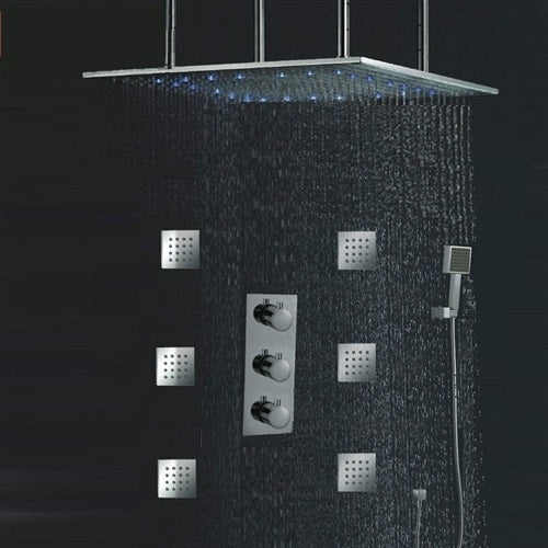 Juno Toulouse 24" LED Rain Shower Head Thermostatic Shower Valve Set