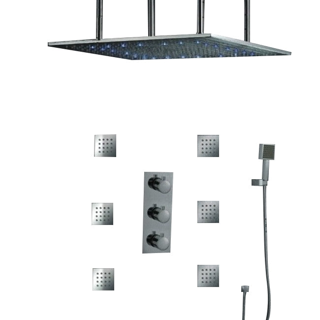 Juno Toulouse 24" LED Rain Shower Head Thermostatic Shower Valve Set