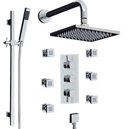 Juno Saint-Étienne Chrome Thermostatic Shower System Set