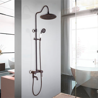 Antique Black Faucet 8" Brass Shower Head and Handshower 2