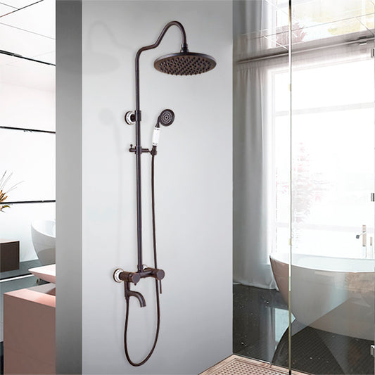 Antique Black Faucet 8" Brass Shower Head and Handshower 2