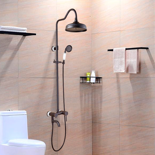 Antique Brass Black Faucet 8" Shower Head and Handshower  2