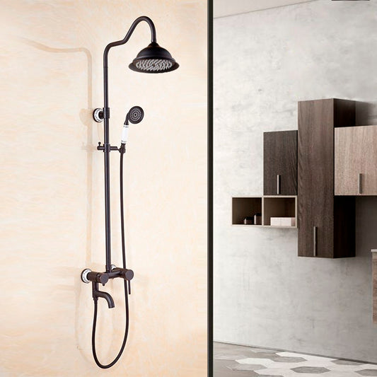 Antique Brass Faucet 8" Shower Head and Handshower 3