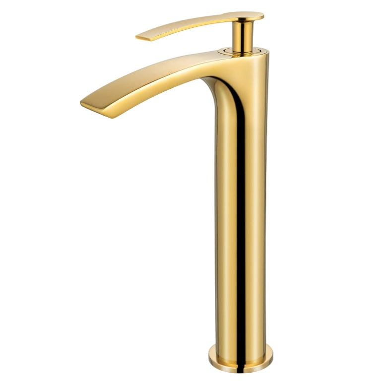 Shiny Gold, Solid Brass Single Hole Single Handle Bathroom Sink Faucet