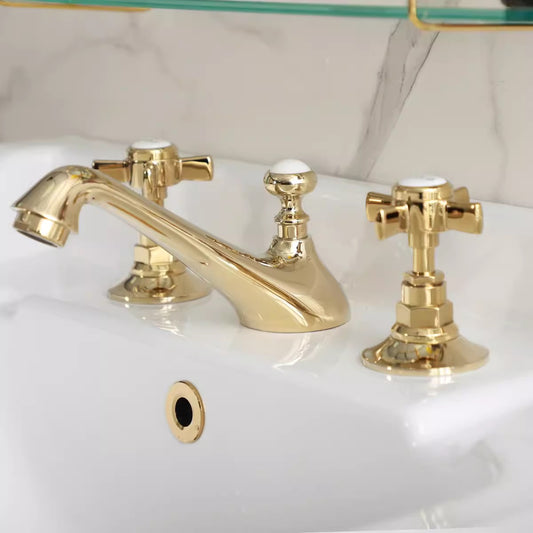 Juno American Style Widespread Brass Dual Handle 8-Inch Bathroom Basin Faucet