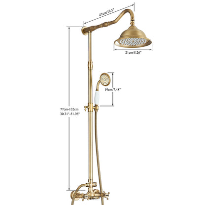 Juno Antique Brass Shower Faucet Set with Handheld shower
