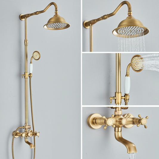 Antique brass rain shower faucet set