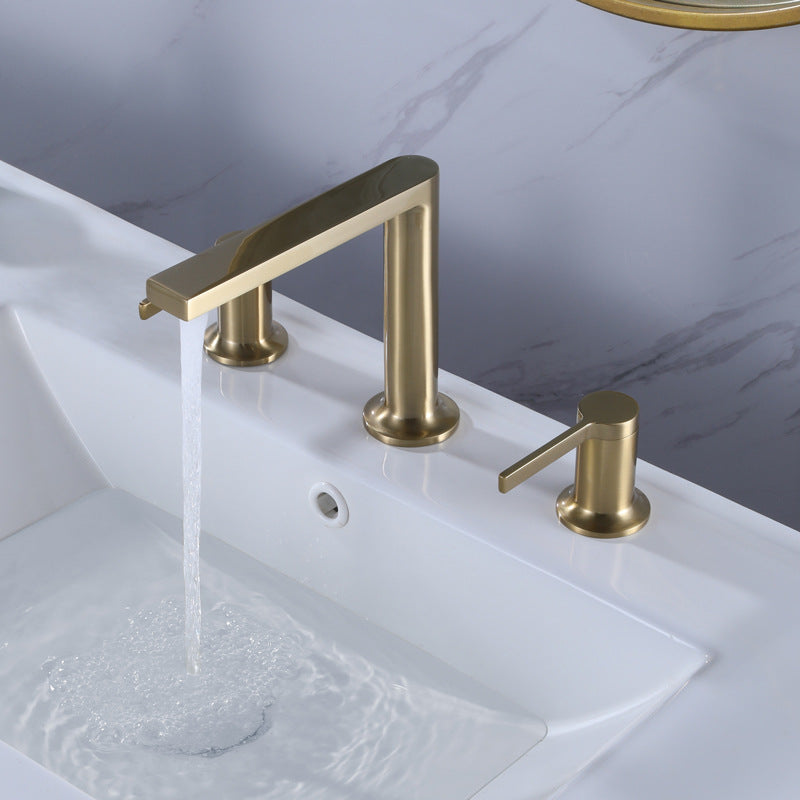 Juno Bathroom Sink in Brass with Dual Handle Mixer Faucet