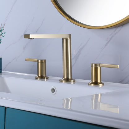 Juno Bathroom Sink in Brass with Dual Handle Mixer Faucet