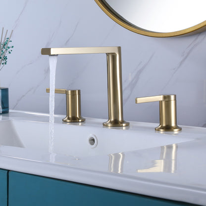Juno Bathroom Sink in Brass with Dual Handle Mixer Faucet
