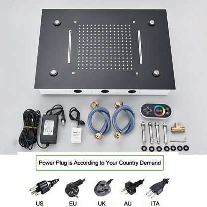 Juno Black Ceiling Mount Thermostatic Rainfall/Waterfall Shower Head Set With Handheld Shower