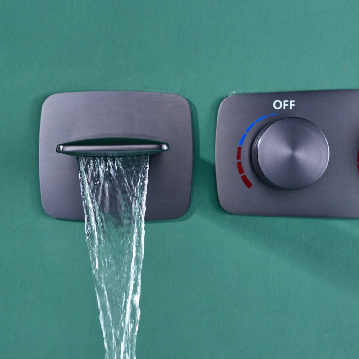 Juno Black Wall Mount Bathtub Shower Faucet Set