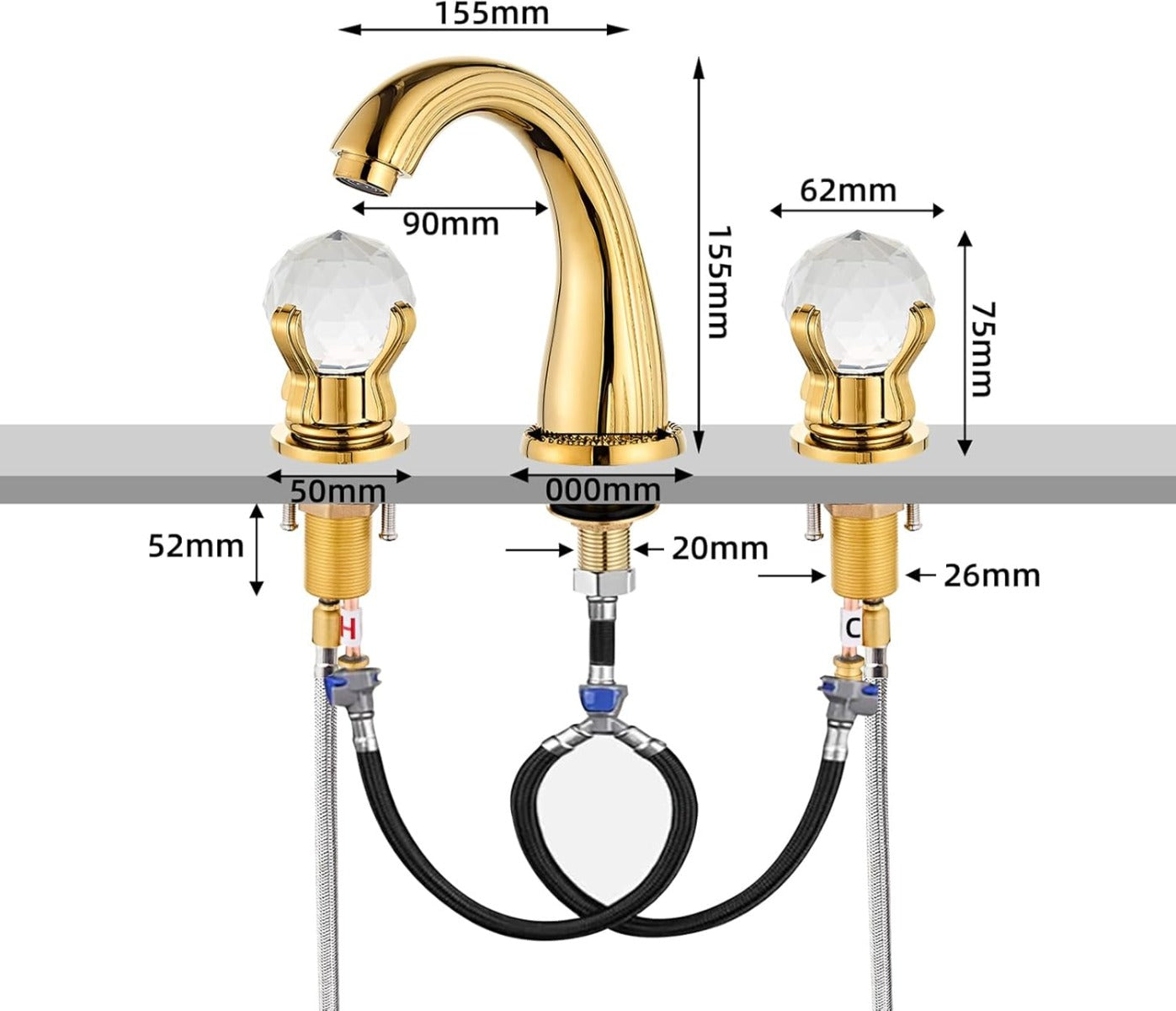 Juno Amalfi Brass Gold Plated Sink Faucet