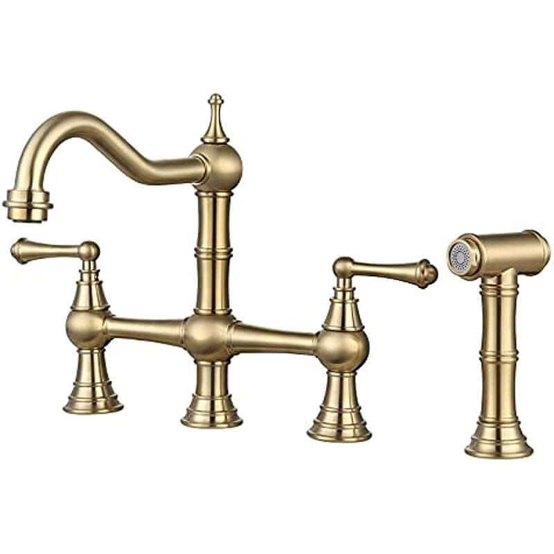 bridge brushed gold kitchen faucet