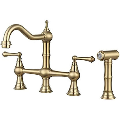 bridge brushed gold kitchen faucet