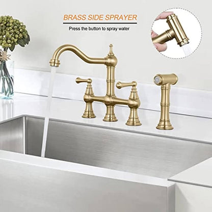 Juno Bridge Kitchen Faucet Dual Handle Deck Mounted
