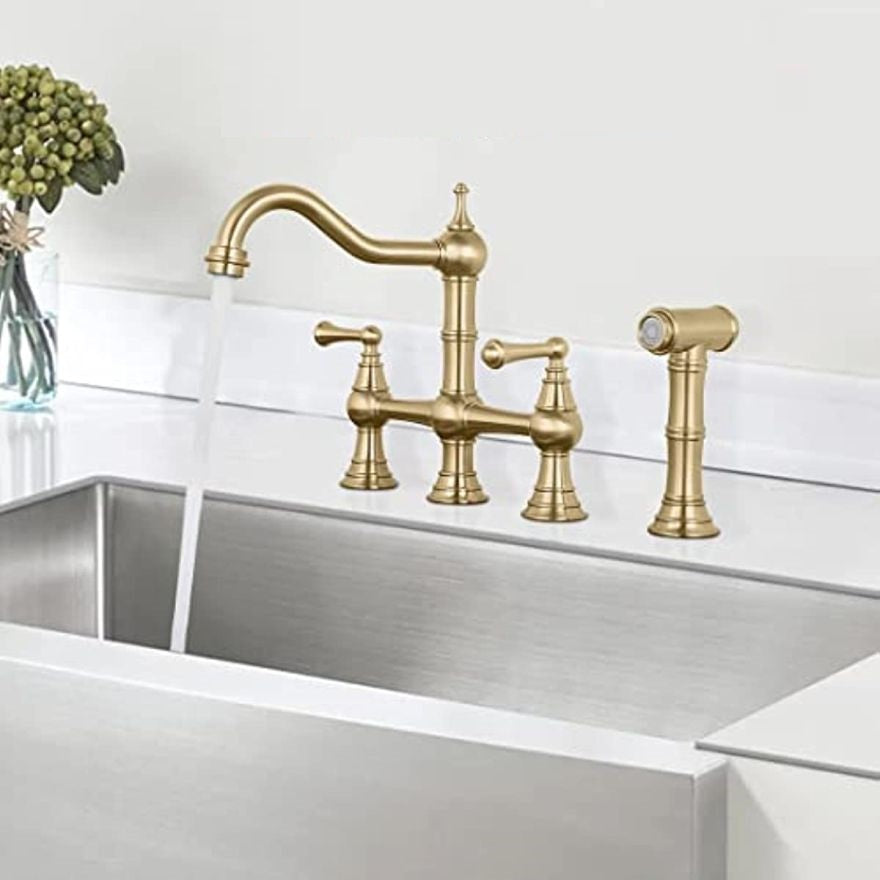 Juno Bridge Kitchen Faucet Dual Handle Deck Mounted