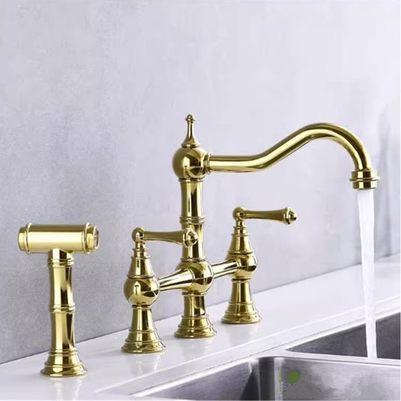 Juno Bridge Kitchen Faucet Dual Handle Deck Mounted