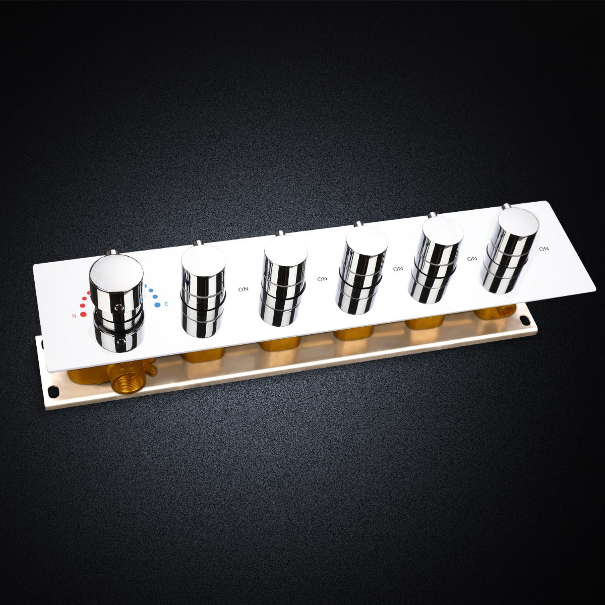 Juno Ceiling Concealed Chrome LED Shower Head Panel Kit with Bluetooth Music and Thermostatic Mixer Valve