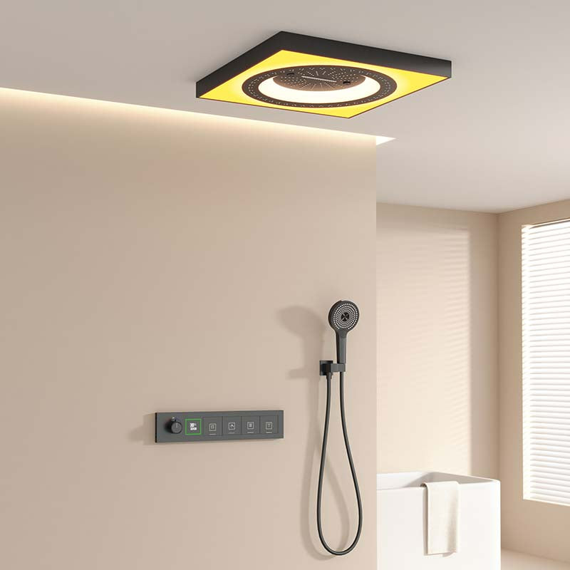 Juno Ceiling-Mounted LED Thermostatic Rainfall Smart Shower Set with Handheld Sprayer