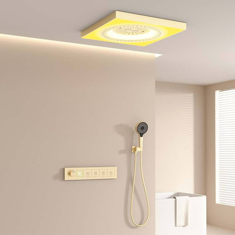 Juno Ceiling-Mounted LED Thermostatic Rainfall Smart Shower Set with Handheld Sprayer