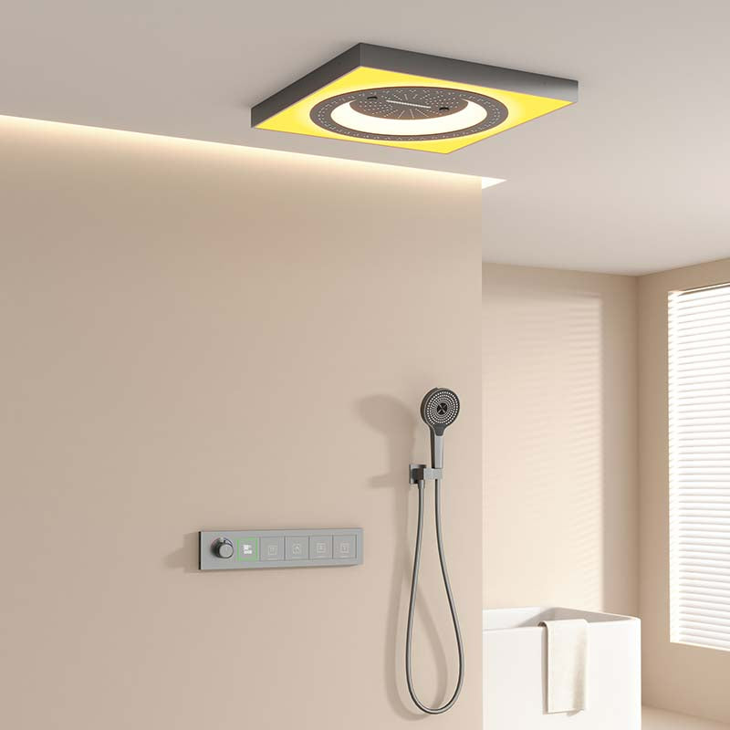 Juno Ceiling-Mounted LED Thermostatic Rainfall Smart Shower Set with Handheld Sprayer