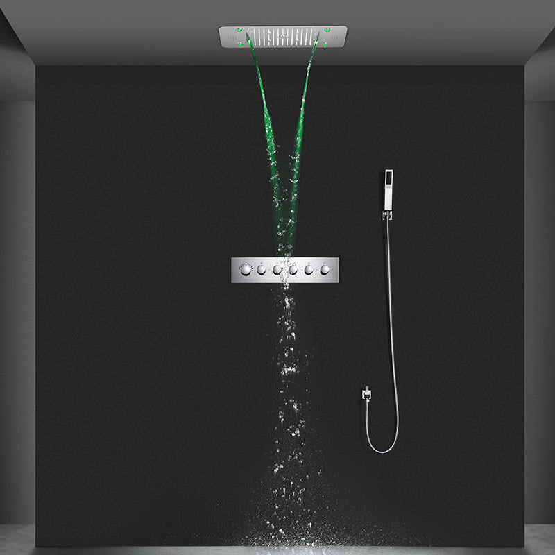 Juno Ceiling Mounted Shower Head with 5 Functions (Rain, Waterfall, Mist, Hot & Cold) - Music & LED, 6 Handles