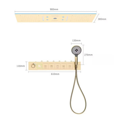 Juno Ceiling-Mounted Thermostatic LED Rain & Waterfall Shower Head with Dual Handles and Music System