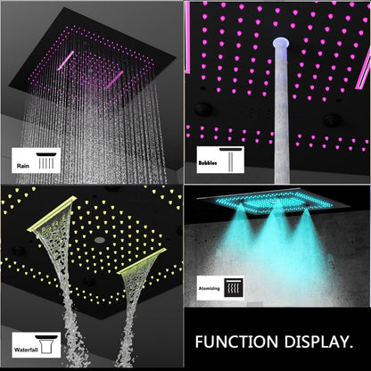 Juno Ceiling-Mounted Thermostatic Shower System with LED Music, 7 Handles