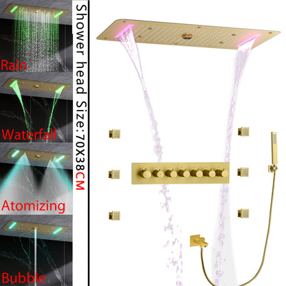 Juno Ceiling Recessed LED Thermostatic 7 Handles Shower Set with Waterfall Rain Function