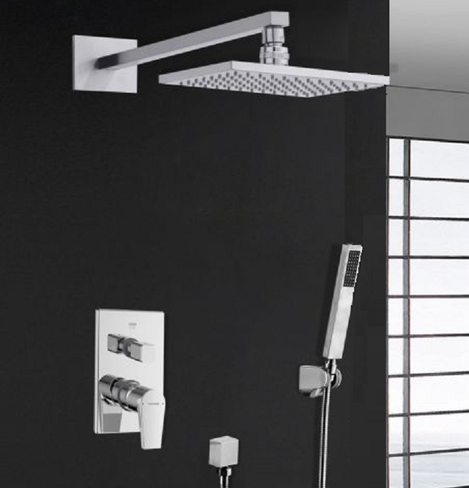 Juno Royal Wall Mount Chrome Rain Shower Head with Hand Shower