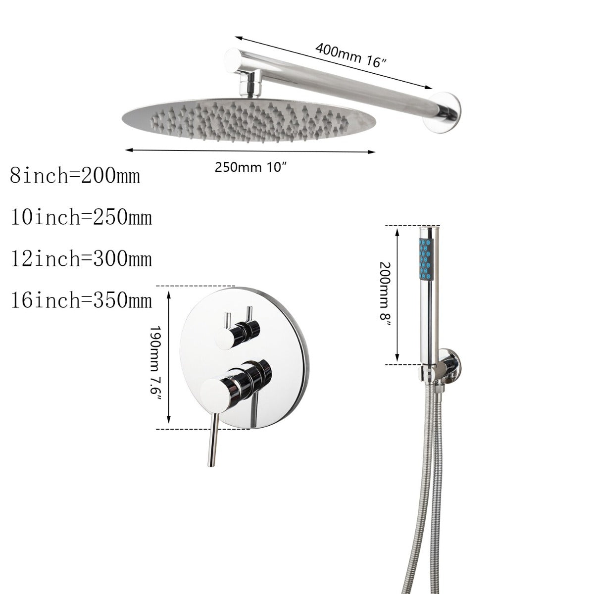 Juno Chrome Rain Shower Head Wall Mount Signle Handle
