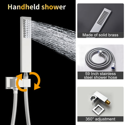 Juno Concealed Ceiling Mounted Shower Set Waterfall & Digital Thermostat, 6 Handles