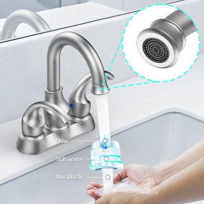 Juno Deck Mounted Brass 4-Inch Dual-Handle Bathroom Basin Mixer Faucet