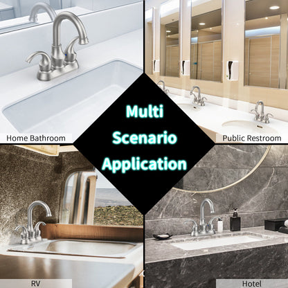 Juno Deck Mounted Brass 4-Inch Dual-Handle Bathroom Basin Mixer Faucet