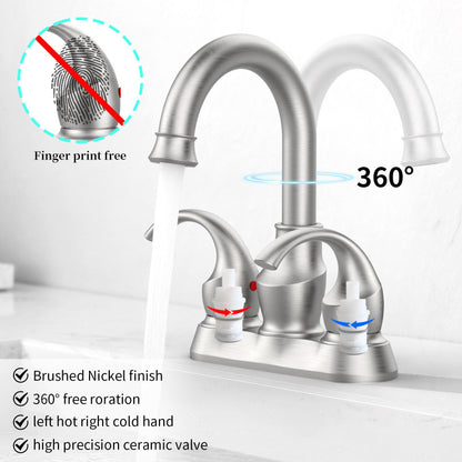 Juno Deck Mounted Brass 4-Inch Dual-Handle Bathroom Basin Mixer Faucet