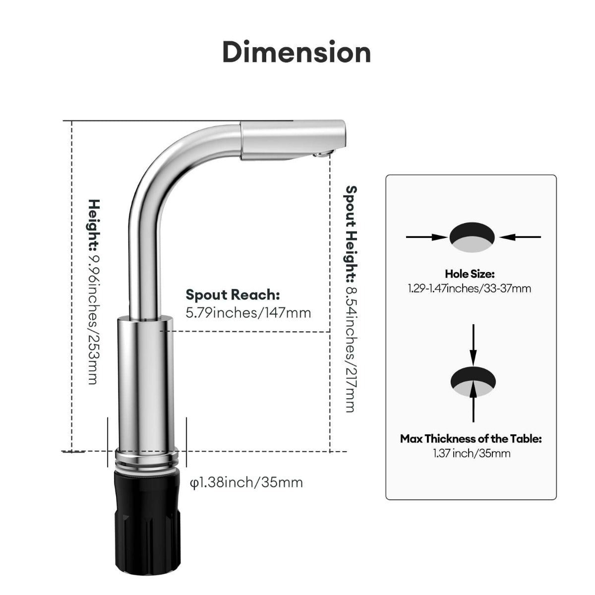 Juno Deck-Mounted Chrome Single-Handle Bathroom Basin Faucet Mixer with 360-Degree Rotation and Water-Saving Aerator