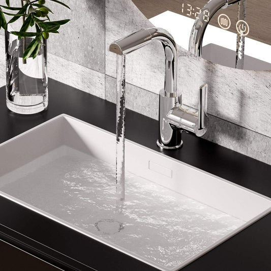 Juno Deck-Mounted Chrome Single-Handle Bathroom Basin Faucet Mixer with 360-Degree Rotation and Water-Saving Aerator